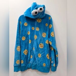 SESAME STREET LICENSED Cookie Monster Blue Plush Hoodie